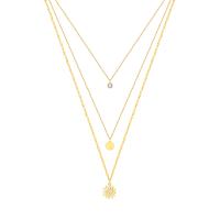 Collier de mode Multi couche, Acier titane, avec 1.97inch chaînes de rallonge, Placage ionique sous vide, trois couches & pavé de micro zircon & pour femme, doré Environ 15.35 pouce, Environ 17.72 pouce, Environ 19.69 pouce, Vendu par PC