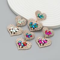 Zinc Alloy Rhinestone Stud Earring, Heart, fashion jewelry & for woman & with rhinestone 