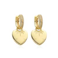 Cubic Zirconia Micro Pave Brass Earring, plated & micro pave cubic zirconia & for woman, gold 