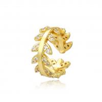 Cubic Zirconia Micro Pave Brass Finger Ring, plated, micro pave cubic zirconia & for woman, golden 