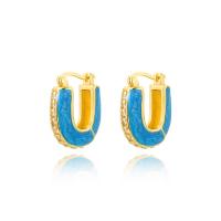 Cubic Zirconia Micro Pave Brass Earring, plated, micro pave cubic zirconia & for woman & enamel 