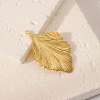 Stainless Steel Leaf Pendant, 304 Stainless Steel, Ginkgo Leaf, Vacuum Ion Plating, DIY, golden 