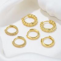 Pendiente del aro de latón, metal, 6 piezas & Joyería & micro arcilla de zirconia cúbica & para mujer, dorado, Vendido por Set