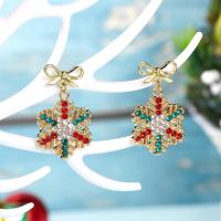 Pendientes de Navidad, aleación de zinc, Diseño de Navidad & Joyería & diferentes estilos para la opción & para mujer & esmalte & con diamantes de imitación, Vendido por Par