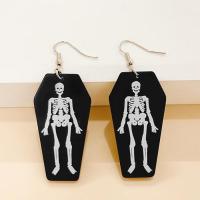 Acrílico Pendientes con Colgantes, barniz de secado al horno, Diseño de Halloween & Joyería & para mujer, Negro, 24x65mm, Vendido por Par