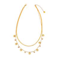 Collier de bijoux de titane, Acier titane, avec 2.36inch chaînes de rallonge, Placage, Double couche & styles différents pour le choix & pavé de micro zircon & pour femme, doré Environ 15.75 pouce, Environ 17.72 pouce, Vendu par PC