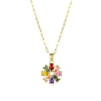 Collier de bijoux de titane, Acier titane, Plaqué or 18K, bijoux de mode & pavé de micro zircon & pour femme, doré Environ 15.75 pouce, Vendu par brin