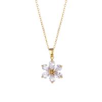 Collier de bijoux de titane, Acier titane, Plaqué or 18K, bijoux de mode & pavé de micro zircon & pour femme, doré Environ 15.75 pouce, Vendu par brin