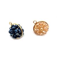 Natural Quartz Pendants, Brass, with Quartz, gold color plated, DIY 