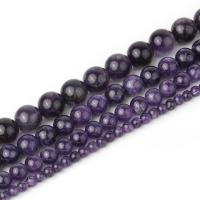 Natural Amethyst Beads, Round, polished, DIY purple Approx 38 cm 