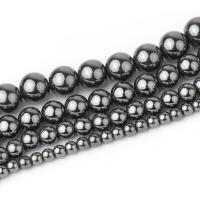 Perles hématite non-magnétique, hématite non magnétique, Rond, DIY & normes différentes pour le choix, noire Environ 38 cm, Vendu par brin