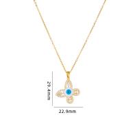 Collier Evil Eye bijoux, laiton, avec Acier inoxydable 304, avec 5CM chaînes de rallonge, Placage, pavé de micro zircon & pour femme & émail, plus de couleurs à choisir Environ 40 cm, Vendu par PC