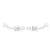 Pendiente de aleación de cinc con perlas plásticas, aleación de zinc, con Perlas plásticas, Joyería & micro arcilla de zirconia cúbica & para mujer, 22x7mm, Vendido por Par