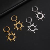 Huggie Hoop Drop Earring, Нержавеющая сталь 304, солнце, вакуумное ионное покрытие, ювелирные изделия моды & Женский, Много цветов для выбора продается Пара