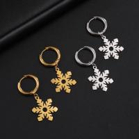 Huggie Hoop Drop Earring, 304 Stainless Steel, Snowflake, Vacuum Ion Plating, fashion jewelry & for woman 