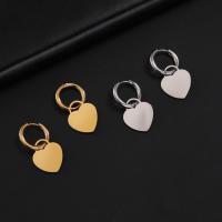 Huggie Hoop Drop Earring, 304 Stainless Steel, Heart, Vacuum Ion Plating, fashion jewelry & for woman 