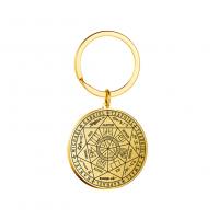 Stainless Steel Key Chain, Titanium Steel, Vacuum Ion Plating, fashion jewelry & Unisex circular mm,Pendants 38*35mm 