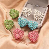 Zinc Alloy Rhinestone Stud Earring, Heart, plated, fashion jewelry & for woman & with rhinestone 