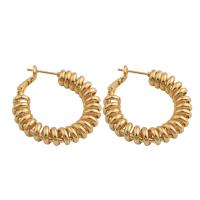 Brass Hoop Earring, plated, for woman, golden 