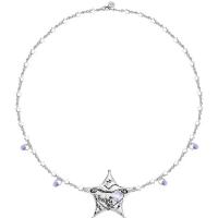 Collier en alliage de zinc, Placage de couleur argentée, bijoux de mode & pour femme Environ 45 cm, Vendu par PC