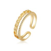 Cubic Zirconia Micro Pave Brass Finger Ring, real gold plated, fashion jewelry & micro pave cubic zirconia & for woman, Ring inner mm 