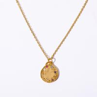 Collier de bijoux de titane, Acier titane, avec 1.97inch chaînes de rallonge, Plaqué or 18K, bijoux de mode & pavé de micro zircon & pour femme, doré Environ 17.72 pouce, Vendu par PC