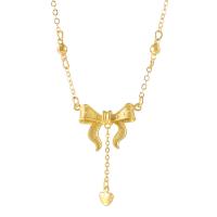 Collier en laiton fait à la main, avec 1.96inch chaînes de rallonge, Noeud papillon, Placage de couleur d'or, bijoux de mode & pour femme, doré Environ 14.96 pouce, Vendu par brin