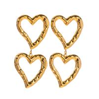 Stainless Steel Drop Earring, 304 Stainless Steel, Heart, plated, fashion jewelry, golden 