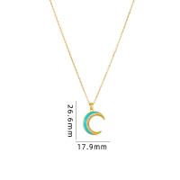 Cúbicos circón Collar de latón Micro pavimenta, metal, con acero inoxidable 304, con 5CM extender cadena, Luna, chapado, micro arcilla de zirconia cúbica & para mujer & esmalte, más colores para la opción, longitud:aproximado 40 cm, Vendido por UD