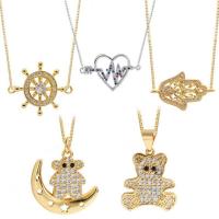 Cubic Zirconia Micro Pave Brass Jewelry Sets, with 5CM extender chain, plated & micro pave cubic zirconia & for woman Approx 45 cm 