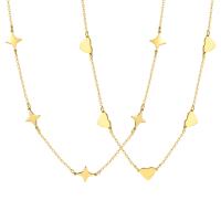 Collier de bijoux de titane, Acier titane, avec 1.97inch chaînes de rallonge, Placage ionique sous vide, bijoux de mode & styles différents pour le choix & pour femme, doré Environ 15.75 pouce, Vendu par PC