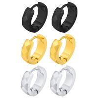 Mens acier inoxydable Hoop boucles d'oreilles, Acier inoxydable 304, Placage ionique sous vide, bijoux de mode & pour femme, plus de couleurs à choisir, 12.5mm, Vendu par PC