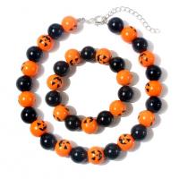 madera Pulsera y collar, Calabaza, Joyería de Halloween & diferentes estilos para la opción & para mujer, Vendido por UD