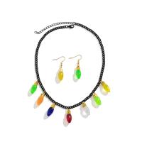 Schmuck Geschenk Sets, Eisen, mit Kunststoff, mit Verlängerungskettchen von 2.7inch, Glühbirne, Spritzlackierung, 2 Stück & für Frau, Länge:ca. 15.7 ZollInch, verkauft von setzen