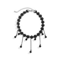 Ожерелье Мода Choker, Кружево, с медные цепи & Акрил, с 2.7inch наполнитель цепи, Платиновое покрытие платиновым цвет, Готический стиль & разные стили для выбора & Женский, длина:Приблизительно 13.8 дюймовый, продается PC