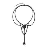 Collier en alliage de zinc, avec chaîne de fer, avec 2.7inch chaînes de rallonge, araignée, peinture, le style de punk & Bijoux d'Halloween & pour femme, noire Environ 12.5 pouce, Vendu par PC