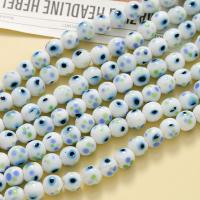 Evil Eye Lampwork Beads, Round, stoving varnish, DIY, white 