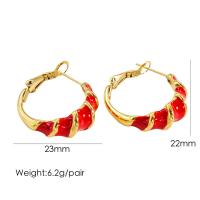 Stainless Steel Hoop Earring, 304 Stainless Steel, plated, for woman & enamel 