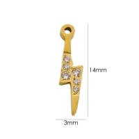 Cubic Zirconia Stainless Steel Pendant, 304 Stainless Steel, plated, DIY & micro pave cubic zirconia, golden 