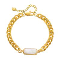 Südsee Muschel Armbänder, Messing, mit Muschelkern, mit Verlängerungskettchen von 2.36inch, 18K vergoldet, Modeschmuck & für Frau, goldfarben, 9mm, Länge:ca. 6.49 ZollInch, verkauft von PC