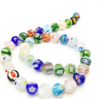 Бусины Millefiori Slice Lampwork, Millefiori Lampwork, Круглая, DIY & разный размер для выбора, разноцветный, длина:Приблизительно 36 см, продается Strand