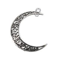 Zinc Alloy Hollow Pendants, Moon, silver color plated, DIY 