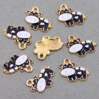 Zinc Alloy Enamel Pendants, Cow, gold color plated, DIY 