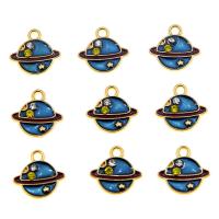 Zinc Alloy Enamel Pendants, Cow, gold color plated, DIY, blue 