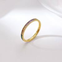 Anillo de dedo de acero Titanium de, Partículas de acero, Joyería & micro arcilla de zirconia cúbica, más colores para la opción, Vendido por UD