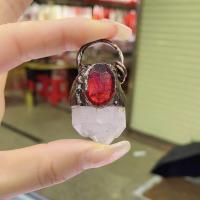 Natural Quartz Pendants, Clear Quartz, with Ruby & Brass, plated, DIY, mixed colors 