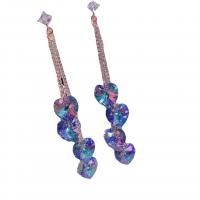 Pendientes Gota de Cristal, con aleación de zinc, Corazón, chapado en color de platina, Joyería & para mujer, más colores para la opción, 100mm, Vendido por Par