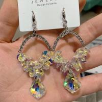 Pendientes Gota de Cristal, con aleación de zinc, chapado en color de plata, Joyería & para mujer & hueco, más colores para la opción, 50mm, Vendido por Par