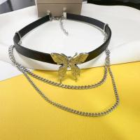 Ожерелье Мода Choker, цинковый сплав, с Искусственная кожа, с 5cm наполнитель цепи, плакирован серебром, ювелирные изделия моды & Женский, черный, длина:Приблизительно 38 см, продается PC