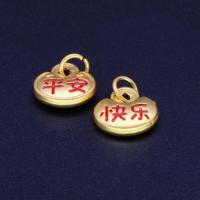 Zinc Alloy Enamel Pendants, gold color plated, DIY, red 